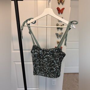 FREE PEOPLE SPARKLE BOW TIE TOP ✨